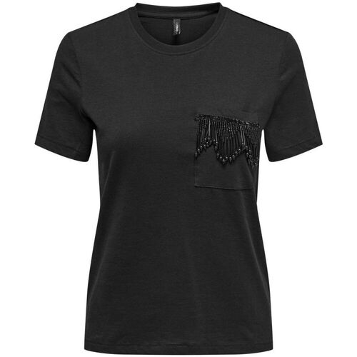 Textil Mulher T-shirts e Pólos Only 15315348 TRIBE-BLACK Preto