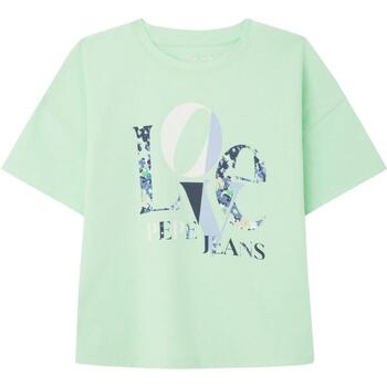 Textil Rapariga T-Shirt mangas curtas Pepe JEANS LOGO  Verde