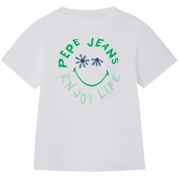 Textil Rapariga T-Shirt mangas curtas Pepe JEANS jogging  Branco