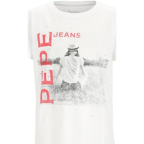 Textil Rapariga T-Shirt mangas curtas Pepe rosso JEANS  Branco
