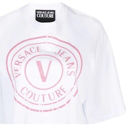 Telighters Mulher Polos mangas compridas Versace Logo Jeans Couture 76HAHG05-CJ00G Branco