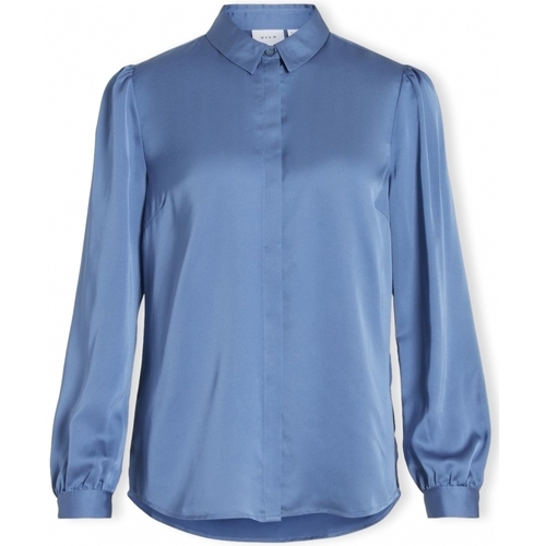 Textil Mulher Top Milla L/s - Cerise Vila Noos Camisa Ellette Satin - Coronet Blue Azul