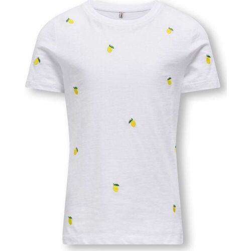 Textil Rapariga T-shirts e Pólos Only 15317766 KETTY-WHITE/LEMON Branco