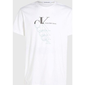 Textil Homem T-Shirt mangas Zips Calvin Klein JEANS white J30J325352YAF Branco