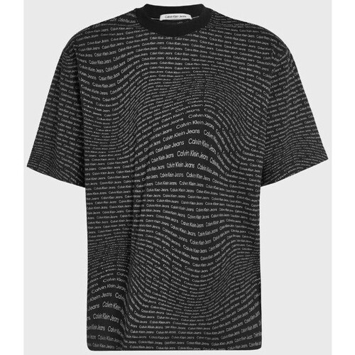 Textil Homem T-Shirt mangas curtas Calvin Klein T-shirt Stacked Logo J30J3254280GP Preto