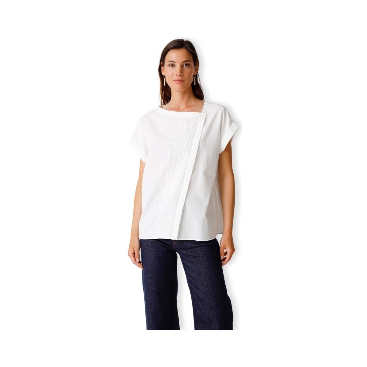 Textil Mulher Tops / Blusas Skfk Camisa Anais - White Branco