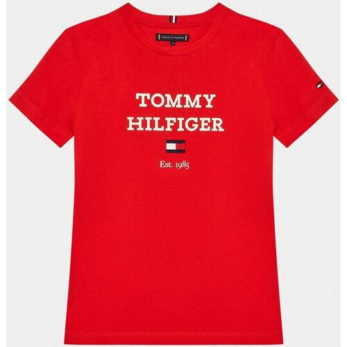 Textil Criança T-shirts e Pólos slides Tommy Hilfiger KB0KB08671 - TH LOGO-XND FIERCE RED Vermelho