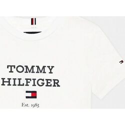 Textil Criança T-shirts e Pólos Tommy Hilfiger KB0KB08671 - TH LOGO-YBR WHITE Branco