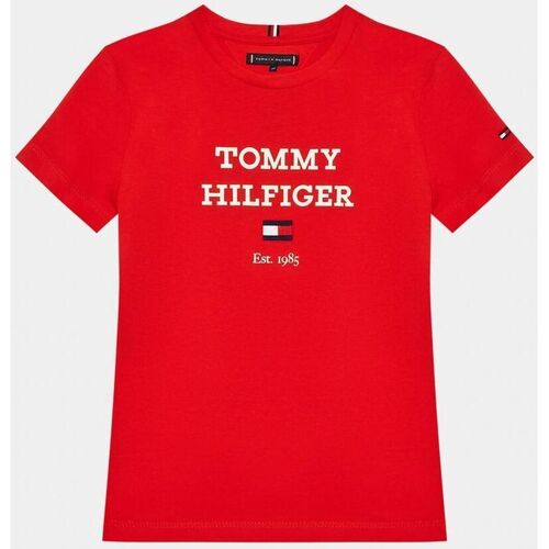 Textil Criança T-shirts e Pólos gwen tommy Hilfiger KB0KB08671 - TH LOGO-XND FIERCE RED Vermelho