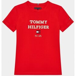 Textil Criança T-shirts e Pólos Tommy Hilfiger KB0KB08671 - TH LOGO-XND FIERCE RED Vermelho