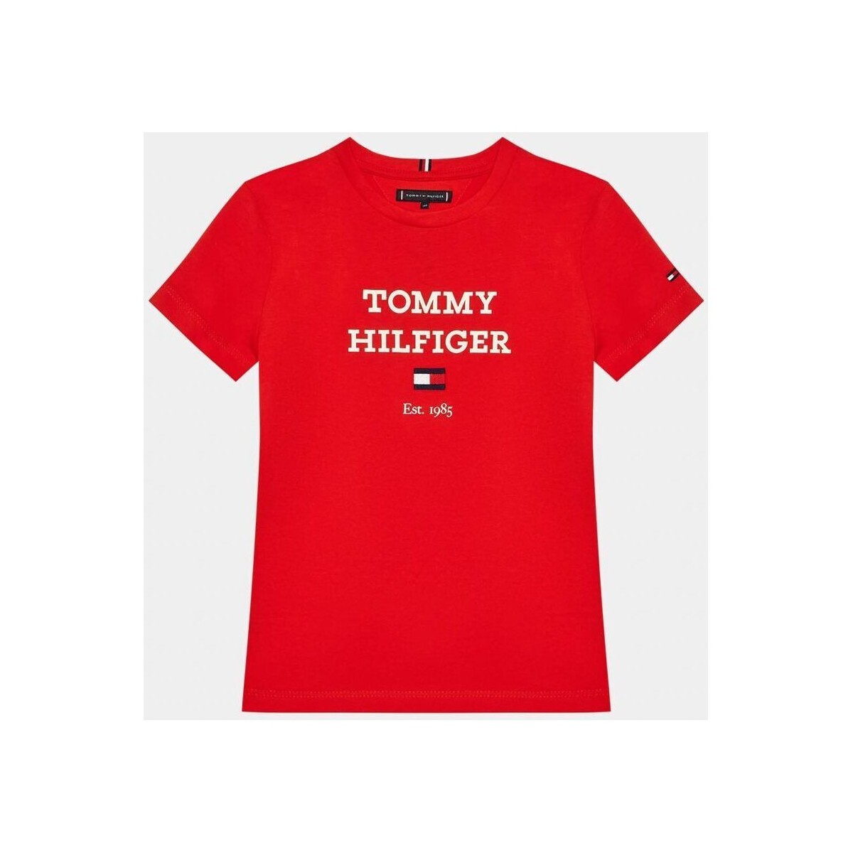 Textil Criança T-shirts e Pólos Tommy Hilfiger KB0KB08671 - TH LOGO-XND FIERCE RED Vermelho