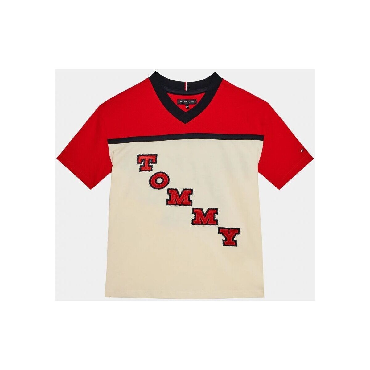 Textil Criança T-shirts e Pólos Tommy Hilfiger KB0KB08676 VARSITY TEE-0KS RED/WHITE Vermelho