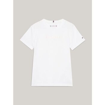 Textil Rapariga T-shirts e Pólos slides Tommy Hilfiger KG0KG07715 NONOTYPE FOIL-YBR Branco