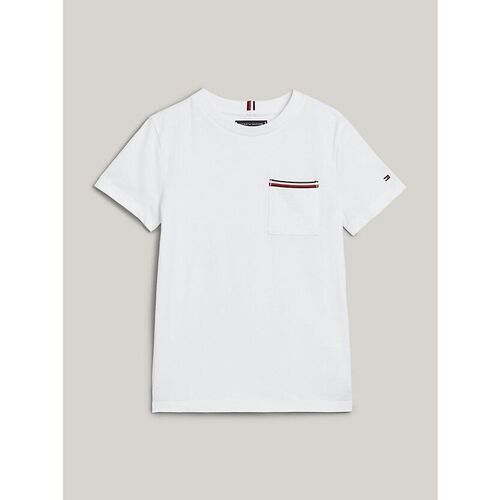 Textil Criança T-shirts e Pólos 0GY Tommy Hilfiger KB0KB08817 POCKET TEE-YBR WHITE Branco