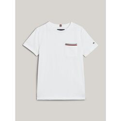 Textil Criança T-shirts e Pólos Tommy Hilfiger KB0KB08817 POCKET TEE-YBR WHITE Branco