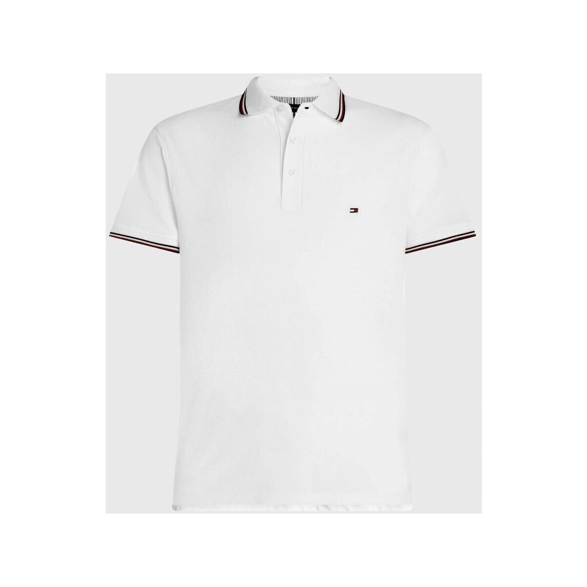 Textil Homem T-shirts e Pólos Tommy Hilfiger MW0MW30750 - 1985 RWB POLO-YBR WHITE Branco