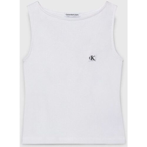 Textil Rapariga MSGM check print shirt dress Calvin Klein JEANS Nata IG0IG02488 TANK TOP-YAF BRIGHT WHITE Branco