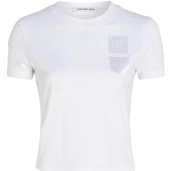 Textil Mulher T-Shirt mangas curtas Shadow Calvin Klein Jeans  Branco