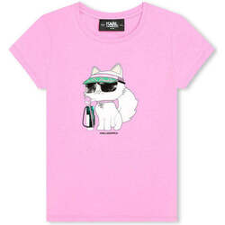 Textil Rapariga T-shirts e Pólos Karl Lagerfeld Z30111-47F-9-17 Rosa