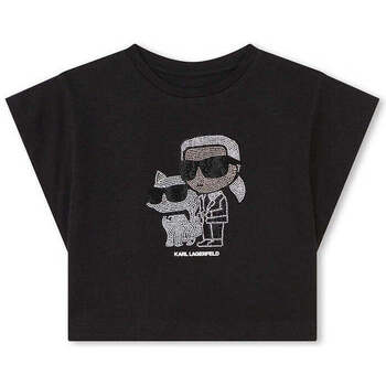 Textil Rapariga T-shirts e Pólos Karl Lagerfeld Z30113-09B-2-25 Preto