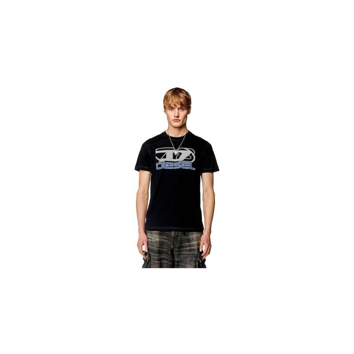 Textil Homem T-shirts e Pólos Diesel A12502 0GRAI T-DIEGORK74-9XX Preto