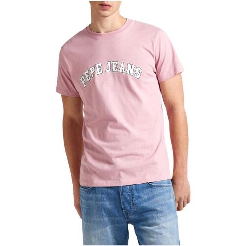 Textil Homem T-Shirt mangas curtas Pepe semi-sheer JEANS  Rosa