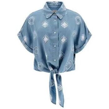 Textil Mulher camisas Guess W4GH34 D5CD1-ZULU Azul