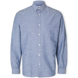 Textil Homem Camisas mangas comprida Selected Noos Camisa Slimnew-linen L/S - Medium Blue Denim Azul