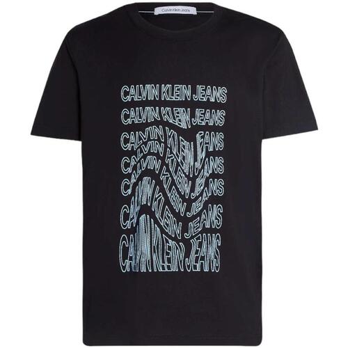 Textil Homem T-Shirt mangas curtas Calvin Logo Klein Jeans  Preto