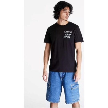 Textil Homem T-Shirt mangas curtas Calvin Klein linear JEANS J30J325189 Preto