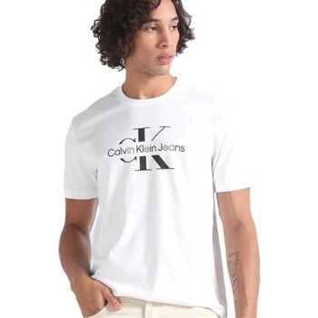 Textil Homem T-Shirt mangas Zips Calvin Klein JEANS white J30J325190YAF Branco