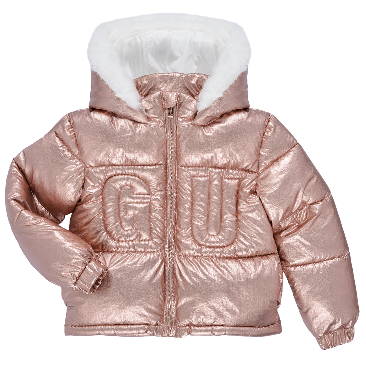 Textil Rapariga Quispos Guess HOODED PADDED LS PUFFER W/ZIP Rosa