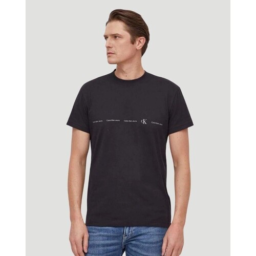 Textil Homem T-Shirt mangas curtas Calvin Klein T-shirt Stacked Logo J30J324668BEH Preto