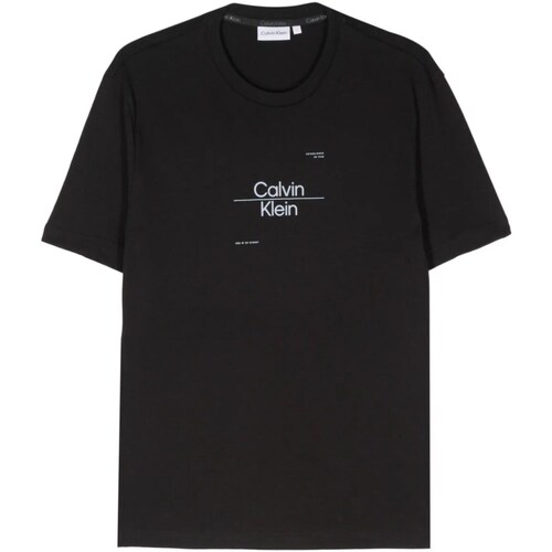 Textil Homem Polos mangas compridas Calvin Klein T-shirt Stacked Logo K10K112489 Preto