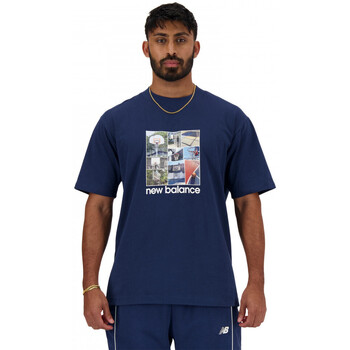 Textil Homem T-shirts e Pólos New Balance Hoops graphic t-shirt Azul