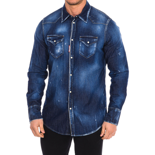 Textil Homem Camisas mangas comprida Dsquared S79DL0013-S30341-470 Azul