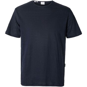 Textil Homem T-shirts e Pólos Selected 16089504 BETH LINEN SS-SKY CAPTAIN Azul
