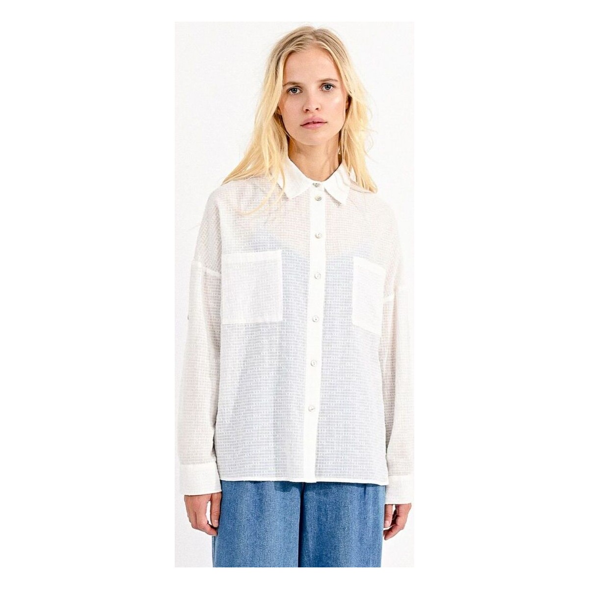 Textil Mulher camisas Molly Bracken T1797CE-OFF WHITE Branco