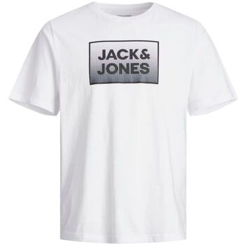 Textil Homem T-shirts e Pólos Jack & Jones 12249331 STEEL-WHITE Branco