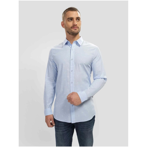 Textil Homem Camisas mangas comprida Guess M4RH55 WFXX0 Azul