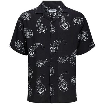 Textil Homem Camisas mangas comprida Jack & Jones 12248448 ABSTRACT-BLACK Preto