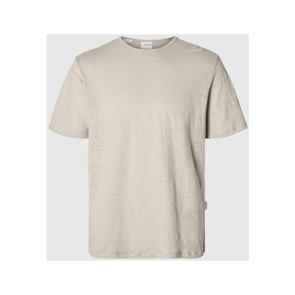 Textil Homem T-shirts e Pólos Selected 16089504 BETH LINEN SS-OATMEL Bege