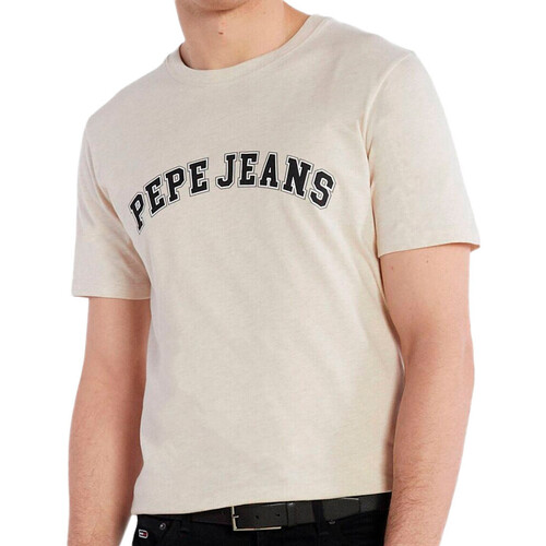 Textil Homem high shine short-sleeve dress Pepe Chafe JEANS  Bege