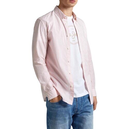 Textil Homem Camisas mangas comprida Pepe semi-sheer JEANS  Rosa