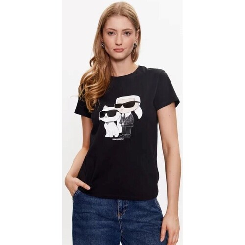 Textil Mulher T-shirts e Pólos Karl Lagerfeld 230W1704 IKONIC 2.0 Preto