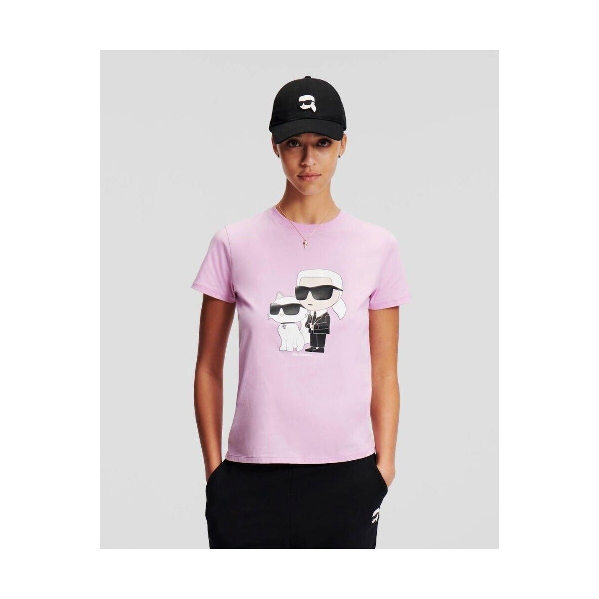 Textil Mulher T-shirts e Pólos Karl Lagerfeld 230W1704 IKONIC 2.0 Rosa