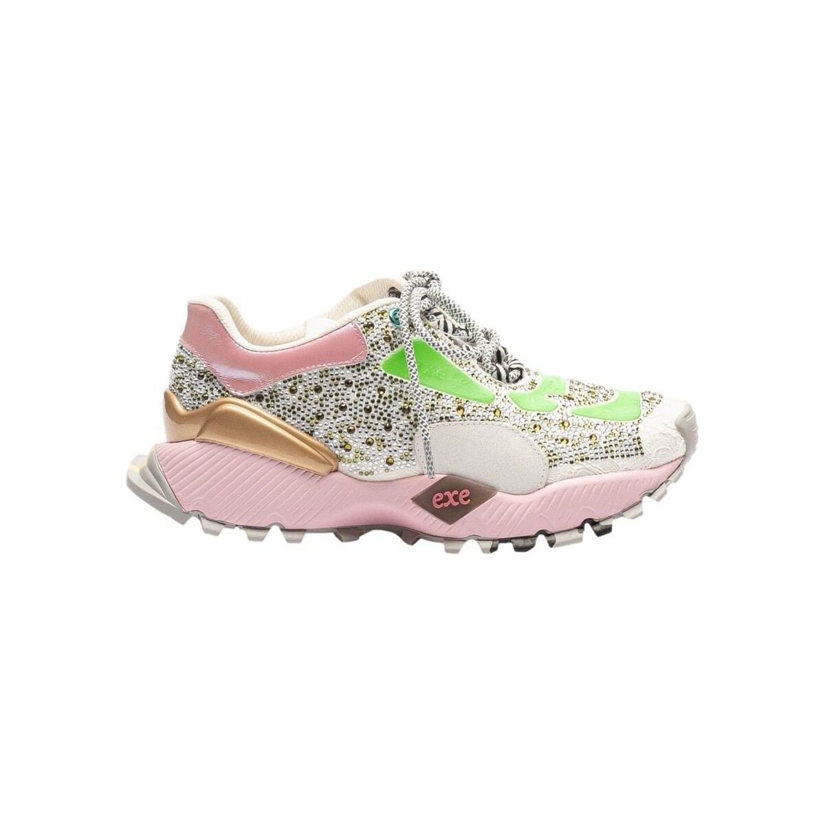 Sapatos Mulher Sapatilhas Exé Cracked Shoes EXÉ Sapatilhas 134-23 - Green/Pink Multicolor