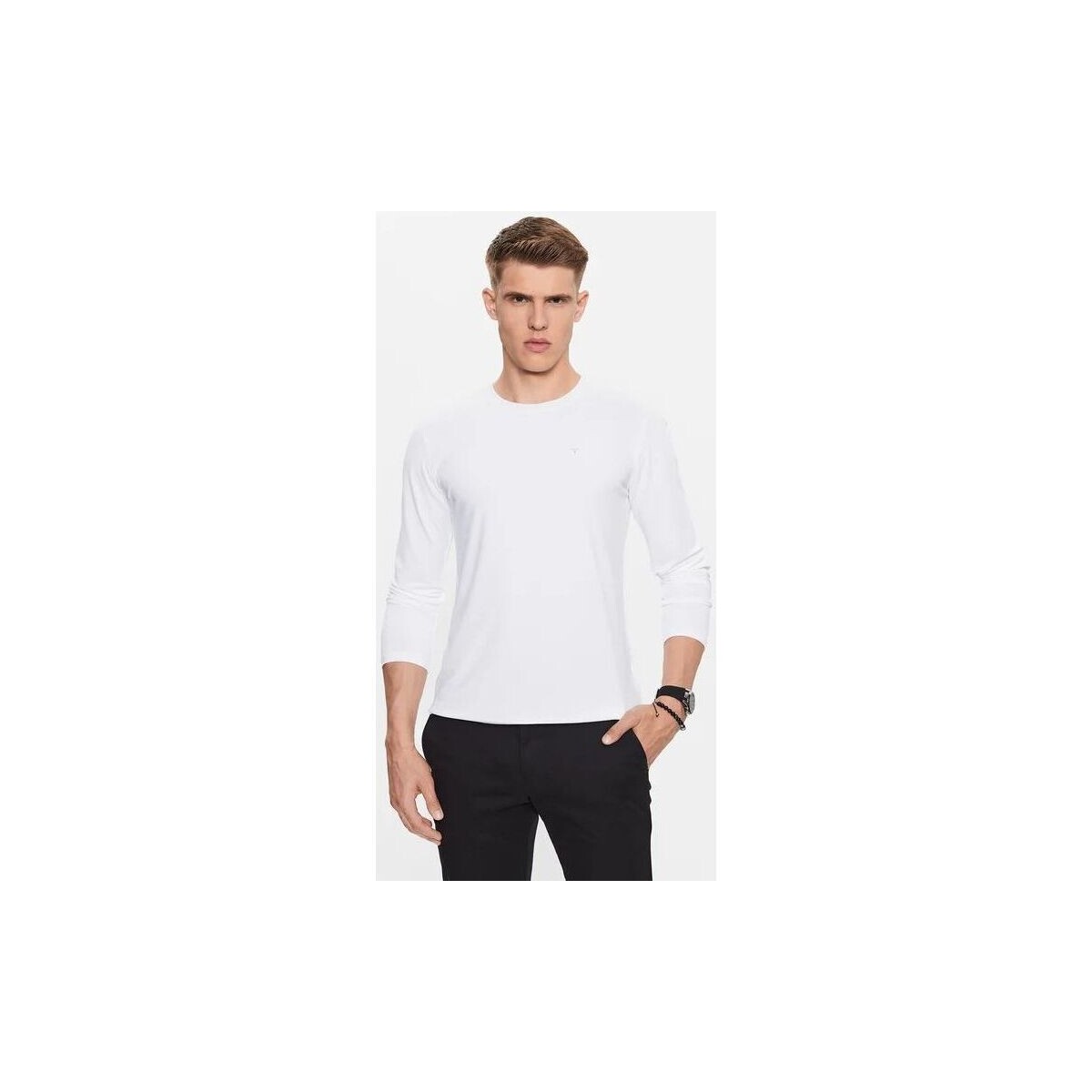 Textil Homem T-shirts e Pólos Guess M3YI39  KBS60 TECH TEE-G011 PURE WHITE Branco