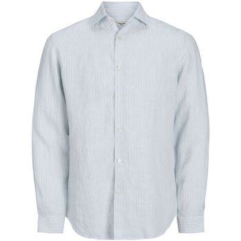 Textil Homem Camisas mangas comprida Jack & Jones 12251673 PARKER LINEN-SKYWAY Azul
