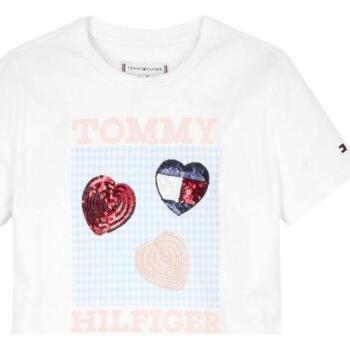 Textil Rapariga T-Shirt mangas curtas slides Tommy Hilfiger  Branco